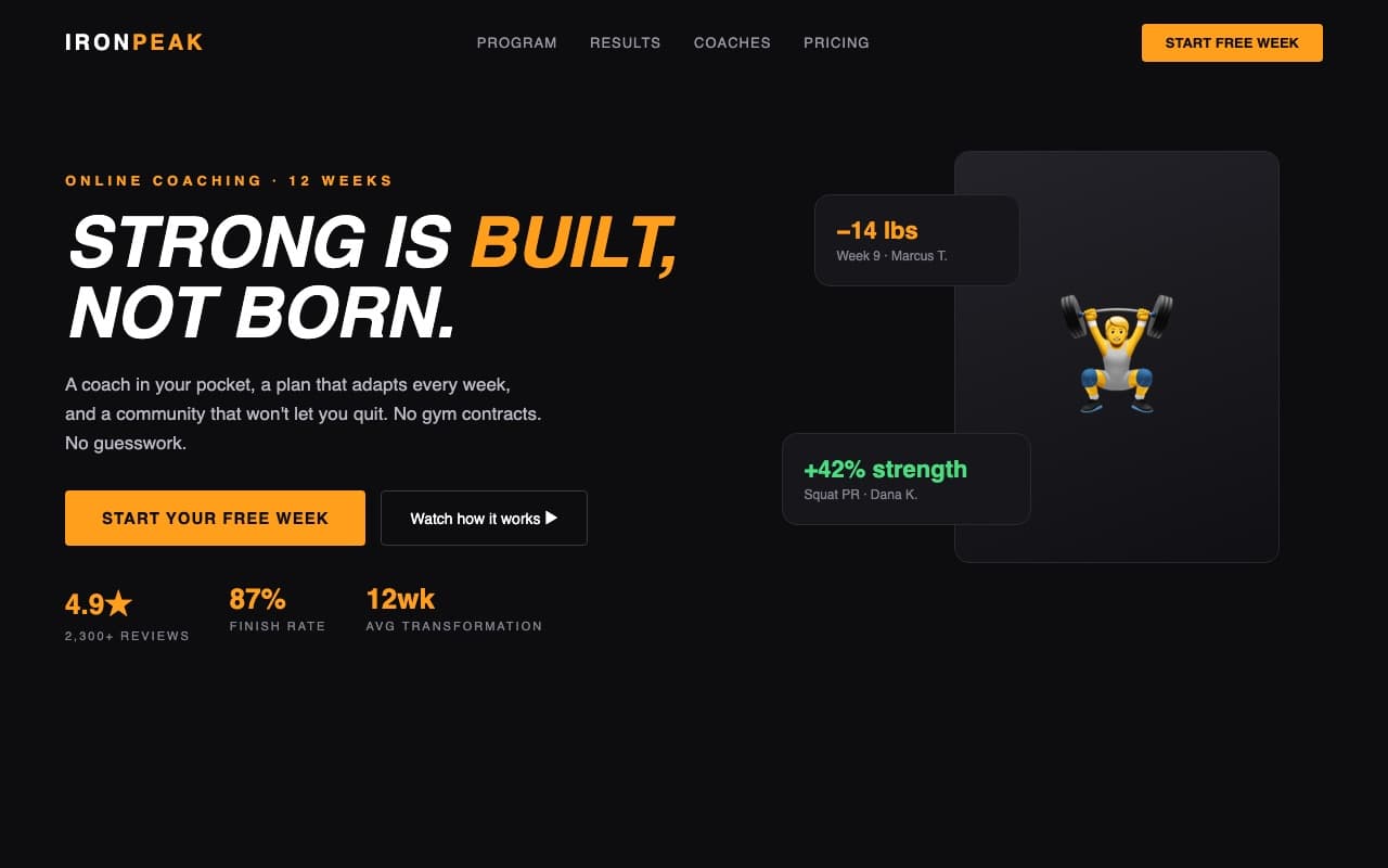IRONPEAK landing page